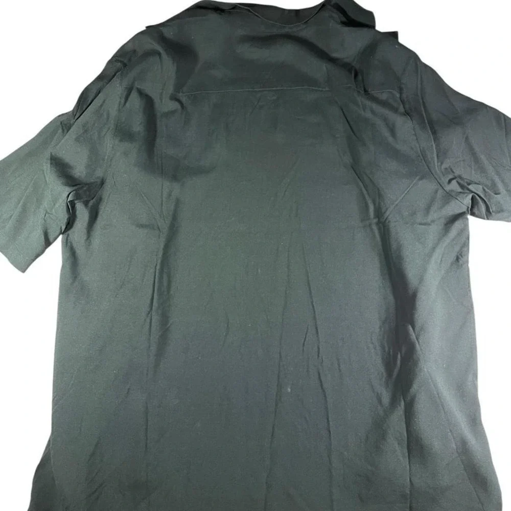 BLDG4 black silk button up‎ shirt with graphic print